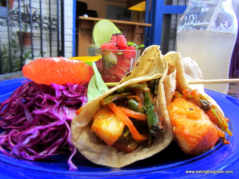 fish tacos at Lavanda cafe San Miguel de allende mexico