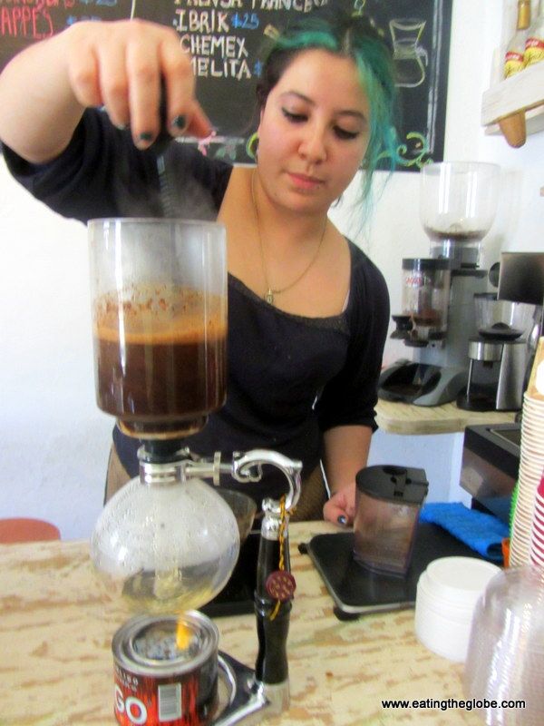 Siphon Coffee at Cafe de la Mancha the best coffee in San Miguel de Allende