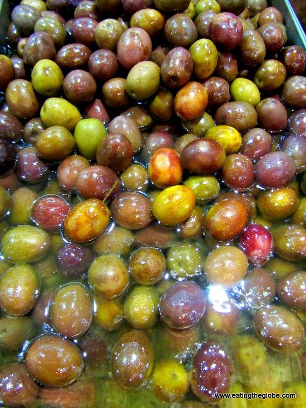 green olives at chania market