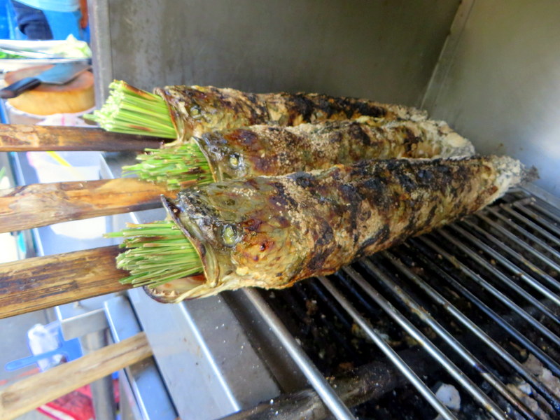 thai foods roasted snake head fish